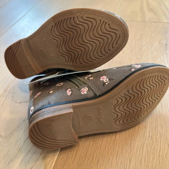 Cat and Jack Toddler Girls Flower Floral Zip Boots Gray Size 8 NWT - Picture 4 of 4